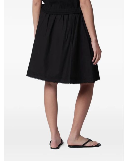 DUNST Black Lace-Trimmed Drawstring Midi Skirt
