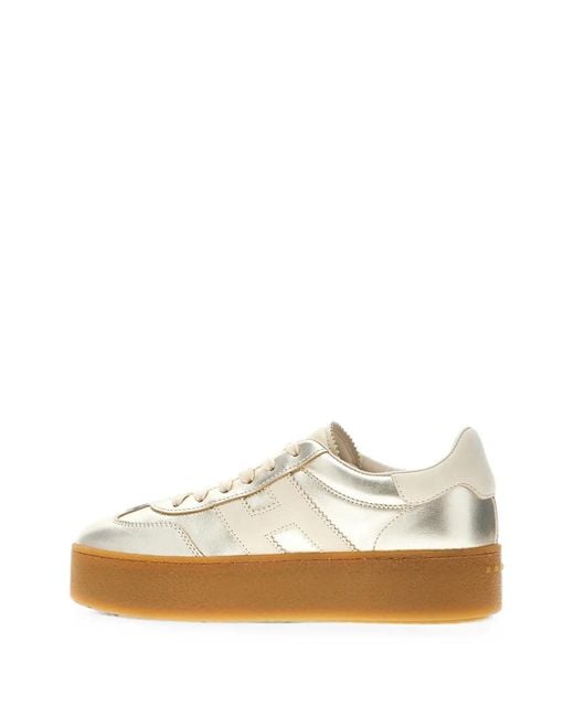 Hogan White Logo-Patch Platform Sneakers