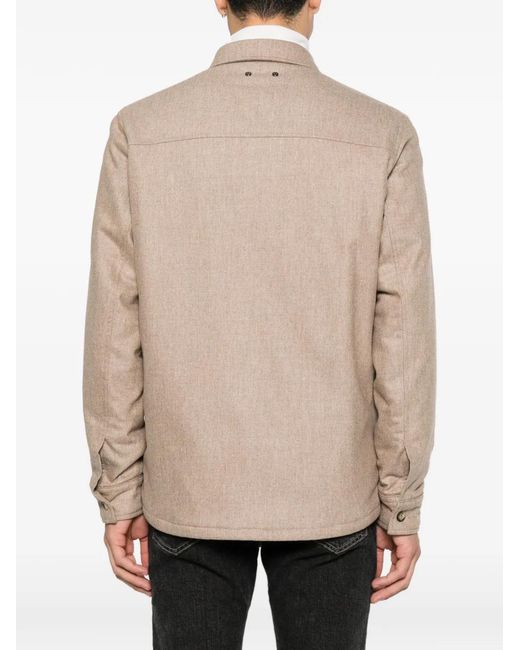 Jacob Cohen Natural Button-Up Chest-Pocket Shirt Jacket for men