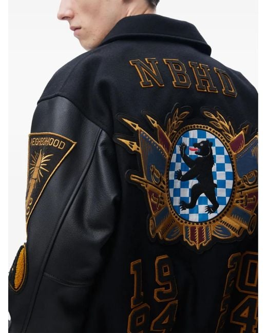 Neighborhood Blue Patchwork Bomber Jacket for men