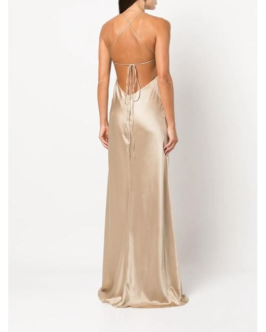 Michelle Mason Natural Cut-Out Detail Silk Gown
