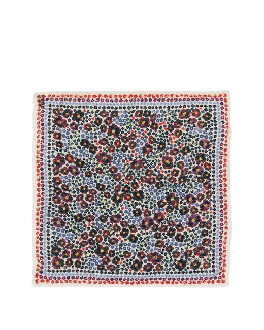 Bimba Y Lola Gray Floral Fringed Scarf
