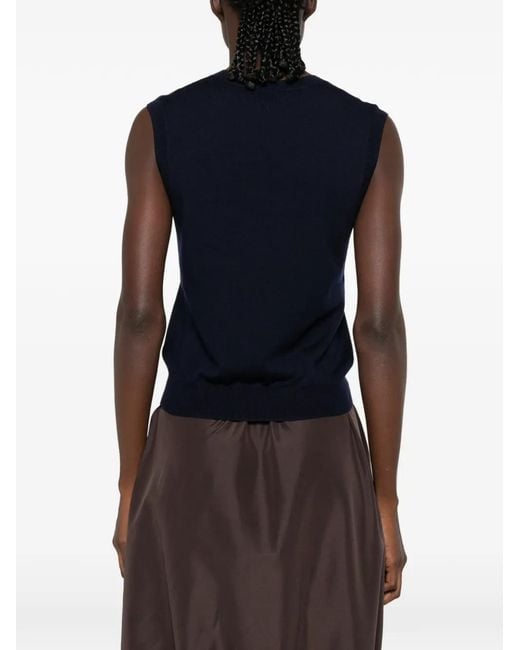 A.P.C. Blue V-Neck Knitted Vest