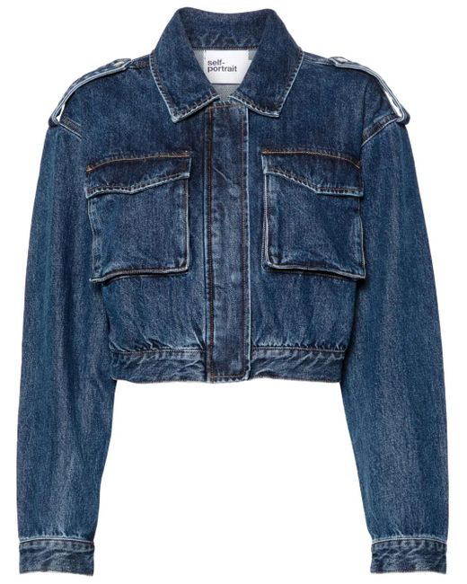 Self-Portrait Blue Denim Utility Jacket