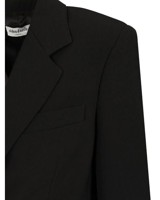 Al Duca D'aosta Black Single-Breasted Notch-Lapel Blazer