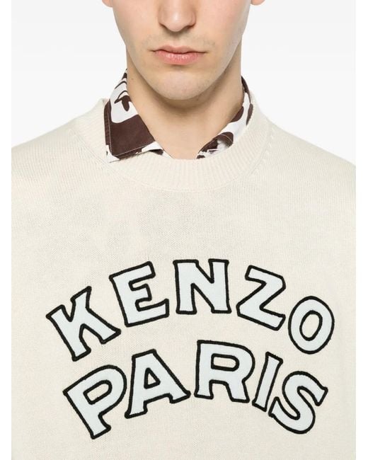 KENZO White Logo-Embroidered Sweater for men