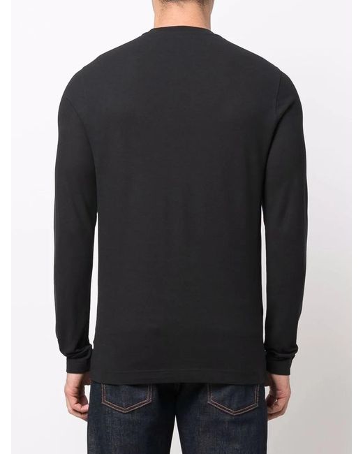 Zanone Black Long-Sleeved Cotton T-Shirt for men