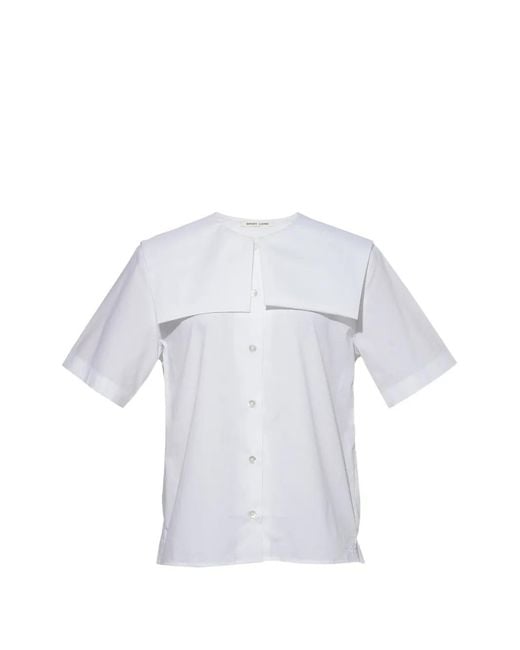 Sandy Liang White Drew Sailor-Collar Top