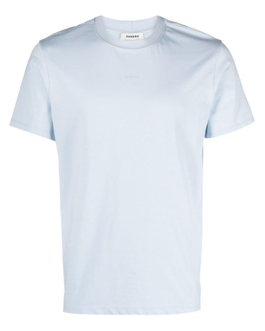 Sandro Blue Crew-neck Cotton T-shirt for men