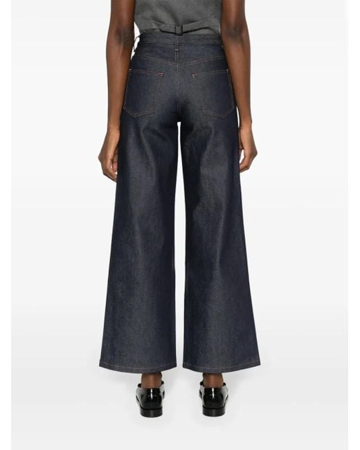 A.P.C. Blue High-Rise Straight Leg Jeans With Contrast Stitching