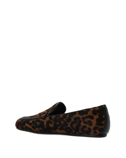 Stuart Weitzman Black Lee Leopard-Print Loafers