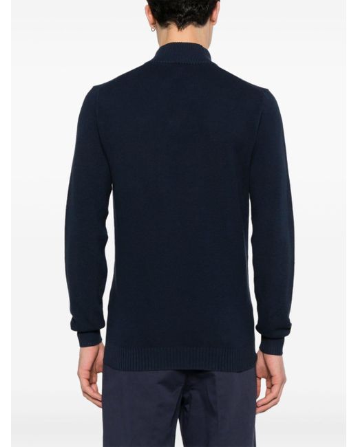 Fedeli Blue Knitted Polo Shirt for men