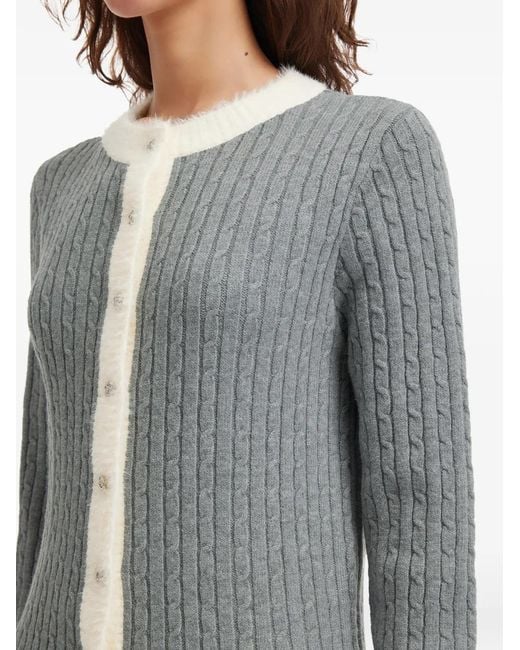 B+ AB Gray Cable-Knit Button Cardigan