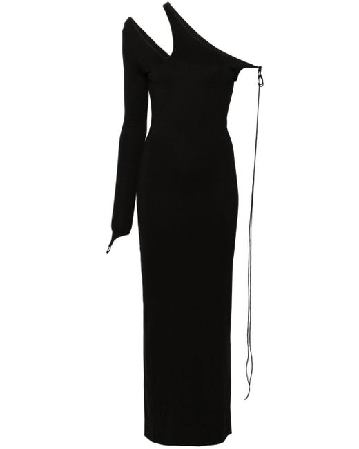 MANURI Black One-sleeve Jersey Maxi Dress