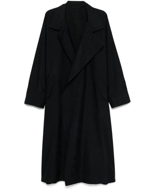 Homme Plissé Issey Miyake Black Blank Trench Coat for men