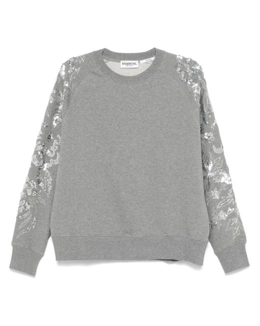 Felpa Con Paillettes E Perline di Essentiel Antwerp in Gray