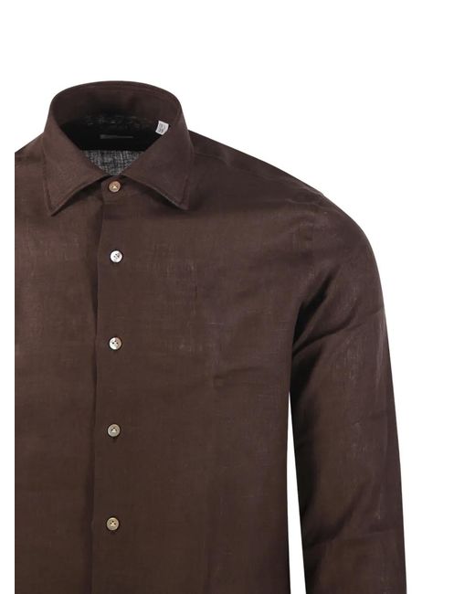 Borriello Brown Button Long-Sleeve Shirt for men