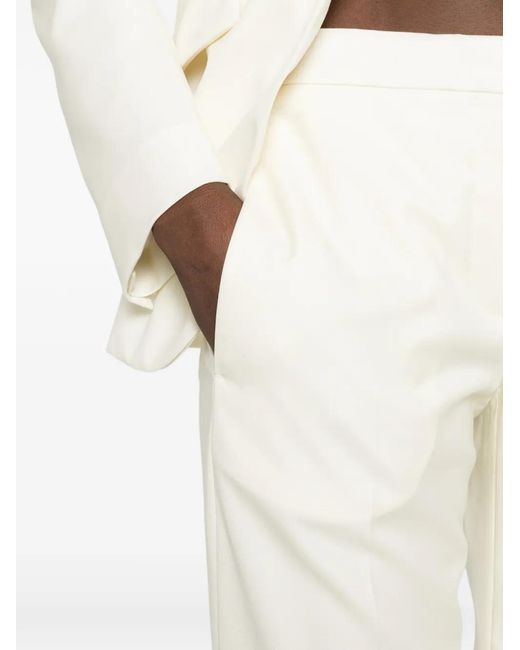 McQueen White Pressed-Crease Tailored Trousers