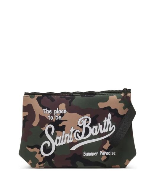 Mc2 Saint Barth Black Camouflage-Print Zip-Up Clutch Bag