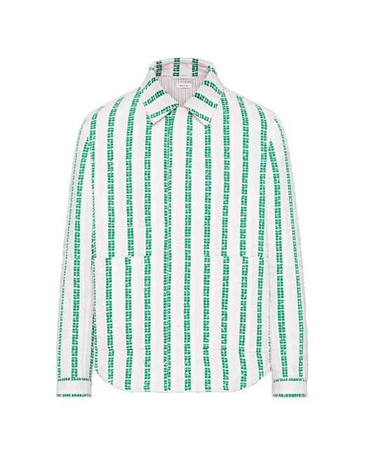 Thom Browne Blue Repp Striped Tweed Utility Jacket for men