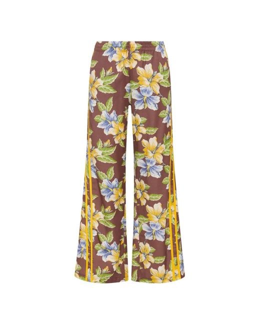 The Upside White Isla Juliet Floral-Print Side-Stripe Track Pants