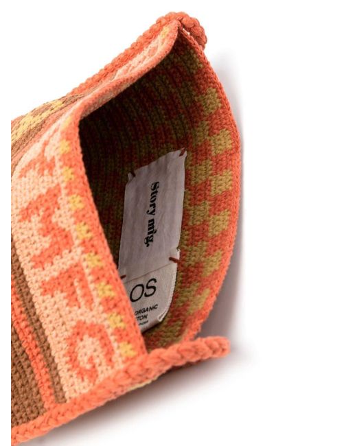 STORY mfg. Orange Stash Crochet Shoulder Bag for men