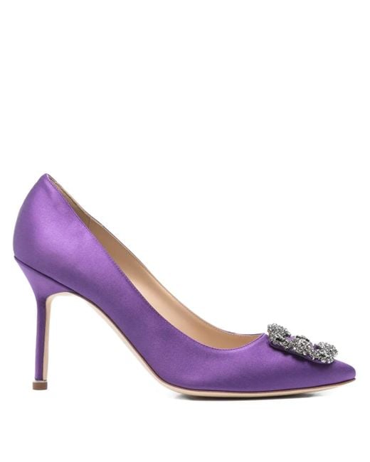 Satin Jewel-Embellished Pumps Manolo Blahnik en coloris Purple