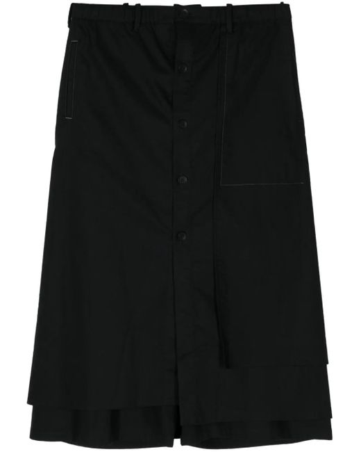 Yohji Yamamoto Black Gewickelte Cropped-Hose