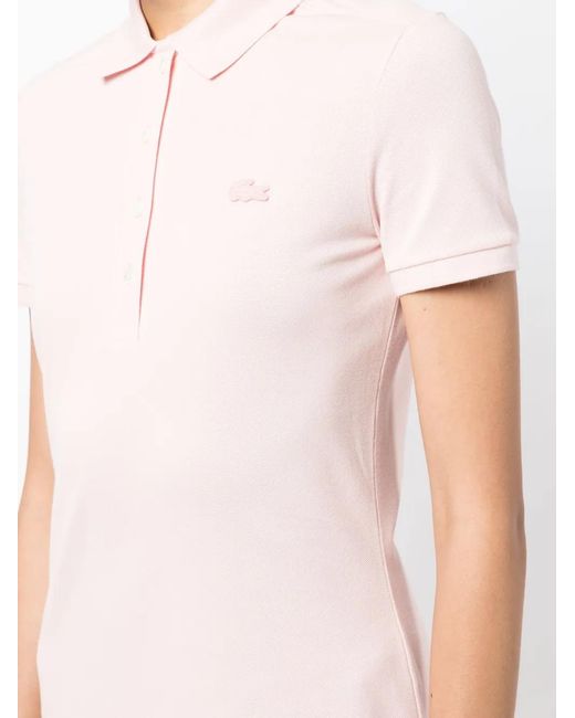 Lacoste Pink Logo-Patch Polo Dress
