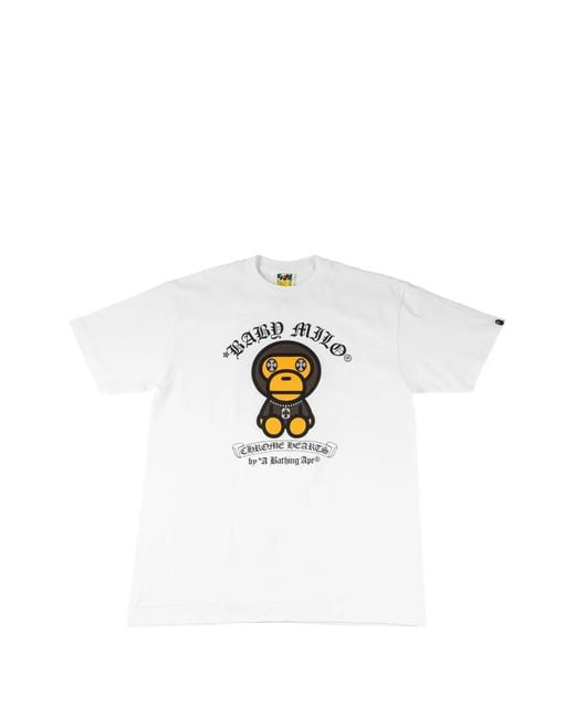 A Bathing Ape White X Chrome Hearts Baby Milo Graphic-Print T-Shirt for men