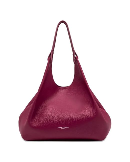 Gianni Chiarini Purple Dua Textured Shoulder Bag