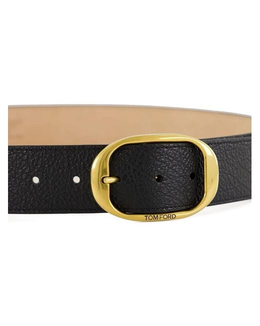 Tom Ford White Grain-Leather Oval-Buckle Belt for men