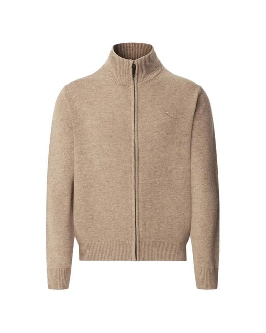 Hackett Natural Zip Ribbed Knit Cardigan for men