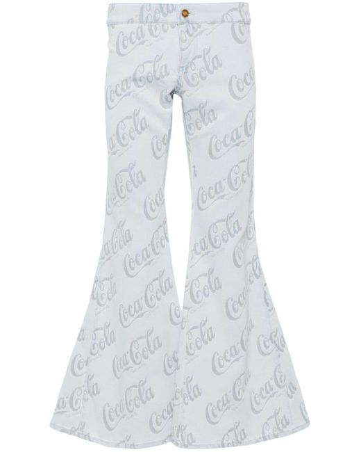 ERL Blue X Coca Cola Cool Low-rise Flared Jeans - Unisex - Cotton/polyester/elastane