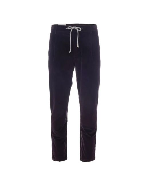 Eleventy Blue Pleated Corduroy Trousers for men