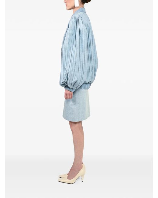 ROWEN ROSE Blue Pleated Denim Jacket