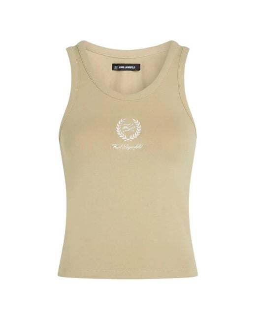 Karl Lagerfeld Natural Logo-Detail Tank Top