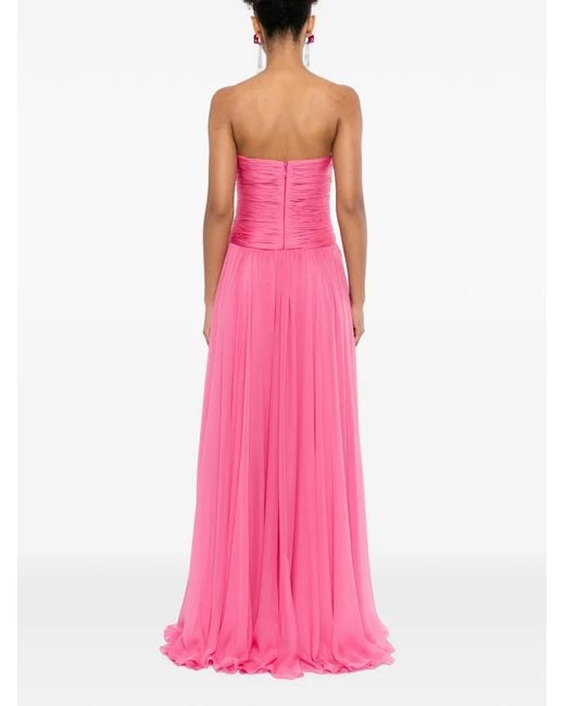 Zuhair Murad Pink Strapless Silk-Chiffon Gown