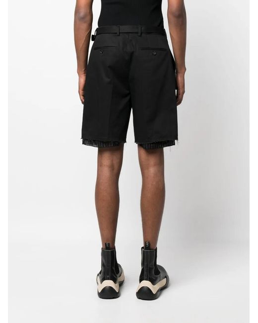 Lanvin Black Contrast-Trim Cotton Bermuda Shorts for men