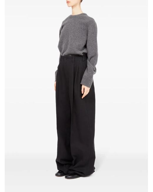 Maison Margiela Black High-Waisted Pleated Wide-Leg Trousers