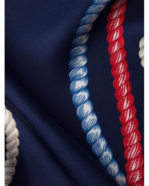Prada Blue Rope-Print Silk Scarf