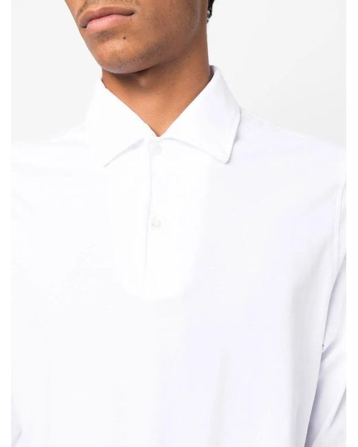 Aspesi White Long-Sleeved Button-Front Polo Shirt for men