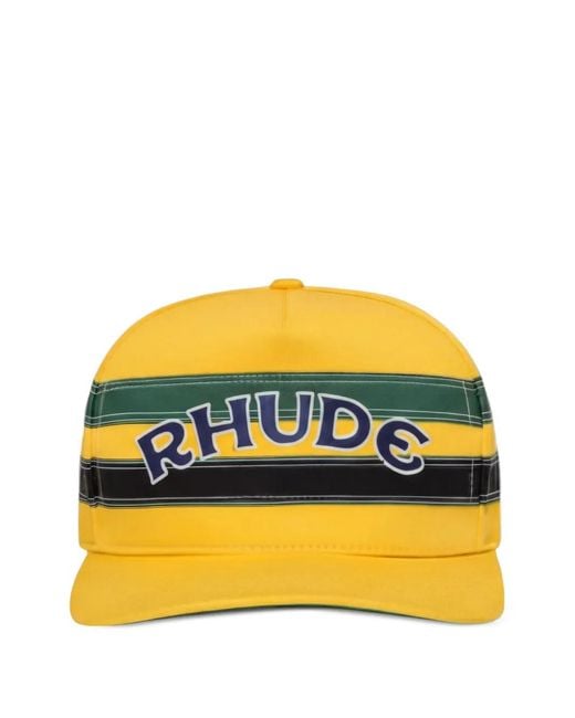 Rhude Yellow Logo-Lettering Baseball Cap for men
