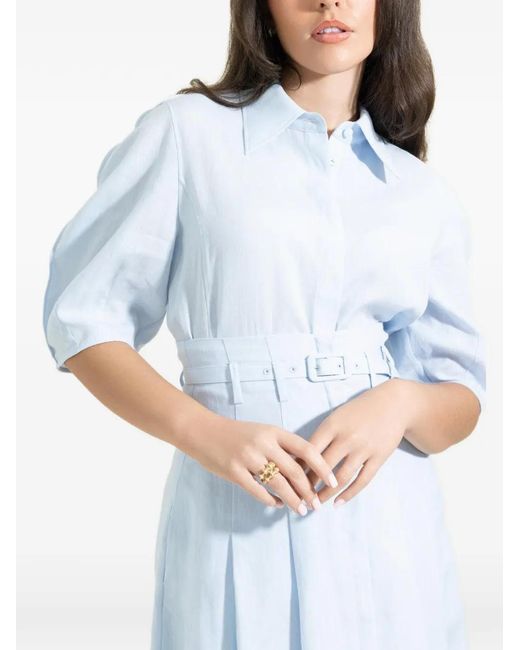 Gabriela Hearst Blue Sansi Puff-Sleeve Top
