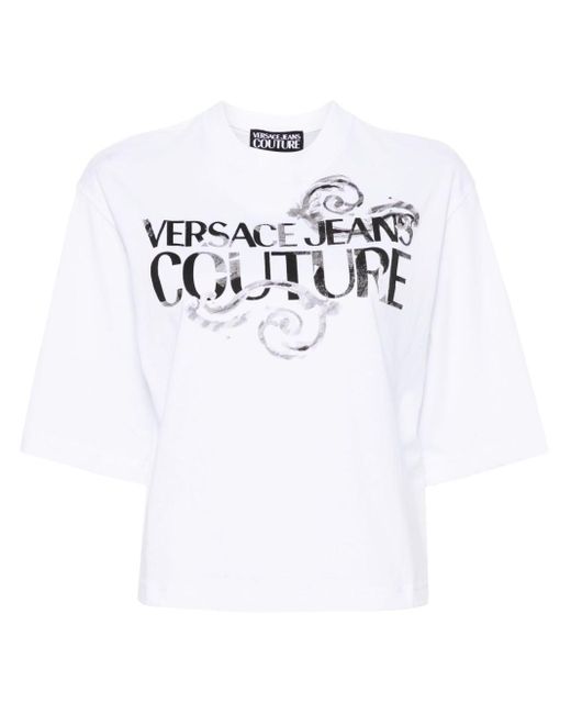 Versace Katoenen T-shirt Met Logoprint in het White