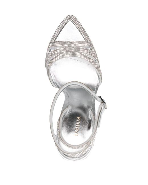 Le Silla White Nina 170mm Crystal-embellished Platform Sandals