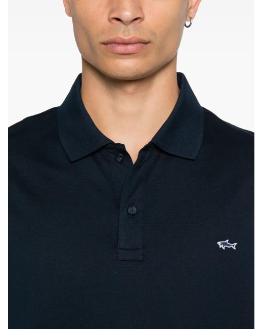 Paul & Shark Black Cotton Polo for men