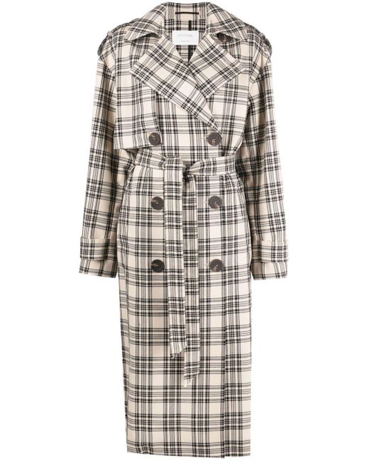 Sportmax Gray Check-pattern Belted Coat