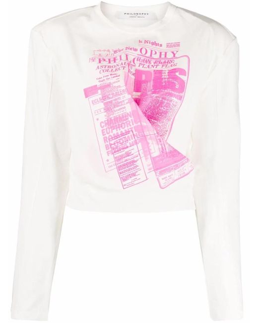 Philosophy Di Lorenzo Serafini Pink News Print Wrap T-Shirt