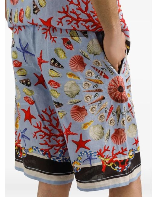 Dolce & Gabbana Red Shell Motif Shorts for men